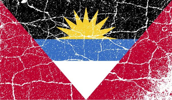Flag of Antigua and Barbuda with old texture.  illustration