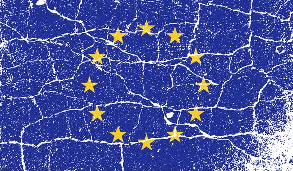 Flag of European Union with old texture.  illustration