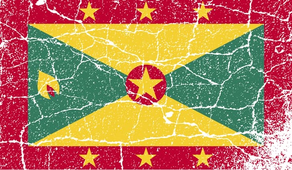 Flag of Grenada with old texture.  illustration