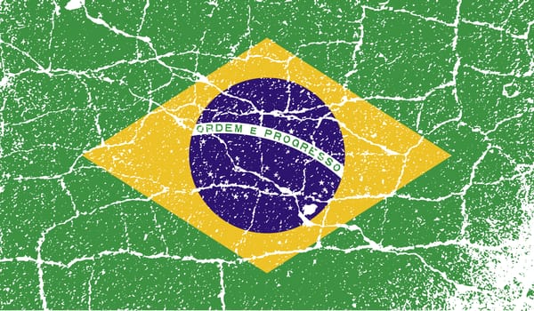 Flag of Brazil with old texture.  illustration