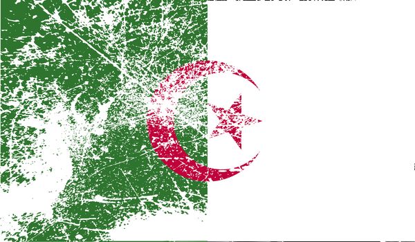 Flag of Algeria with old texture.  illustration