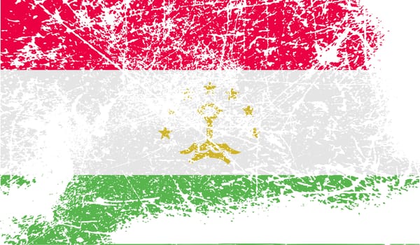 Flag of Tajikistan with old texture.  illustration