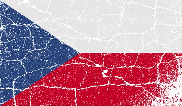 Flag of Czech Republic with old texture.  illustration