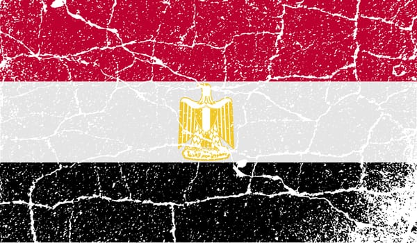 Flag of Egypt with old texture.  illustration