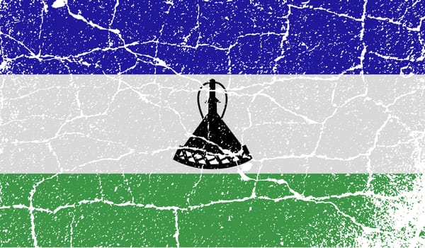 Flag of Lesotho with old texture.  illustration