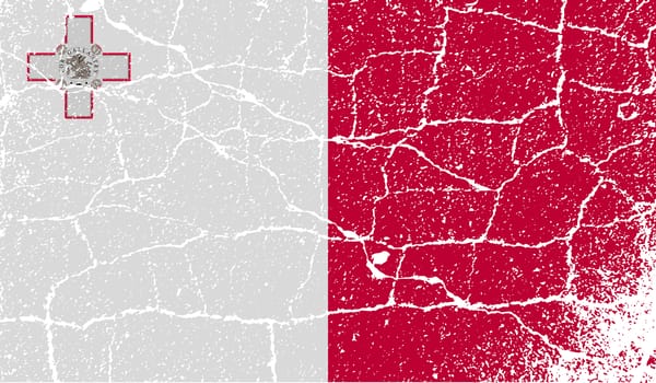 Flag of Malta with old texture.  illustration