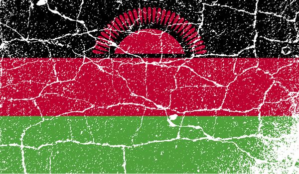 Flag of Malawi with old texture.  illustration