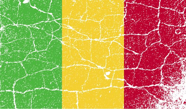 Flag of Mali with old texture.  illustration