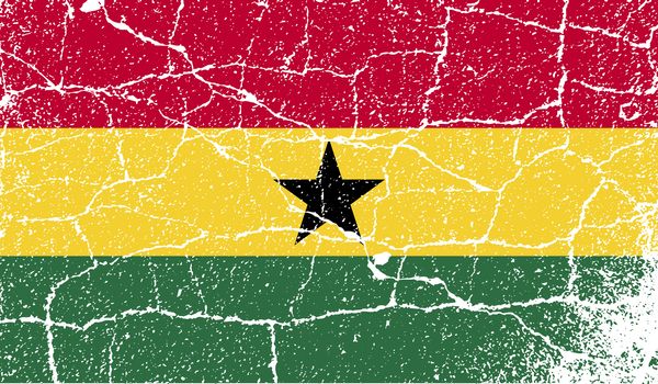 Flag of Ghana with old texture.  illustration