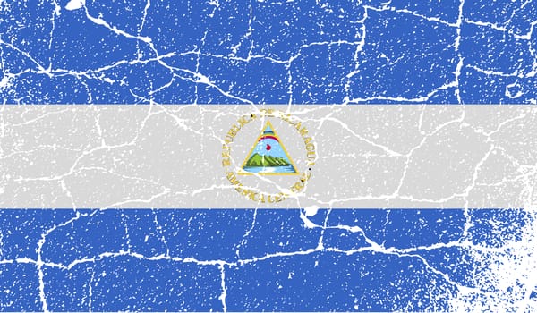 Flag of Nicaragua with old texture.  illustration