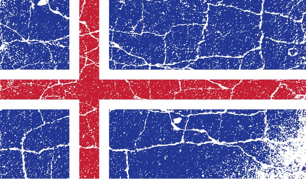 Flag of Iceland with old texture.  illustration