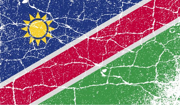 Flag of Namibia with old texture.  illustration