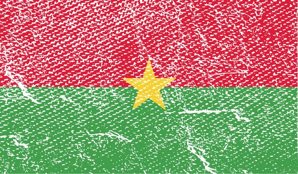 Flag of Burkina Faso with old texture.  illustration