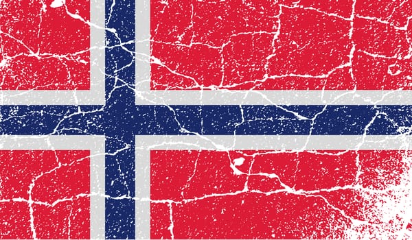 Flag of Norway with old texture.  illustration