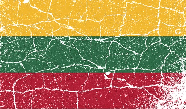 Flag of Lithuania with old texture.  illustration