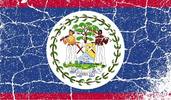 Flag of Belize with old texture.  illustration