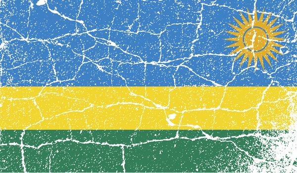 Flag of Rwanda with old texture.  illustration