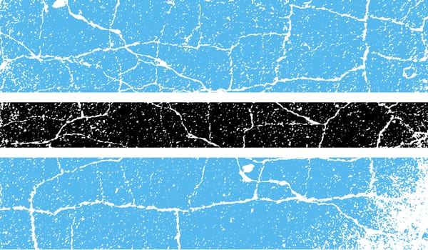 Flag of Botswana with old texture.  illustration