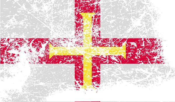 Flag of Guernsey with old texture.  illustration