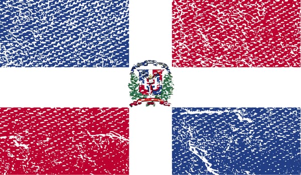 Flag of Dominican Republic with old texture.  illustration