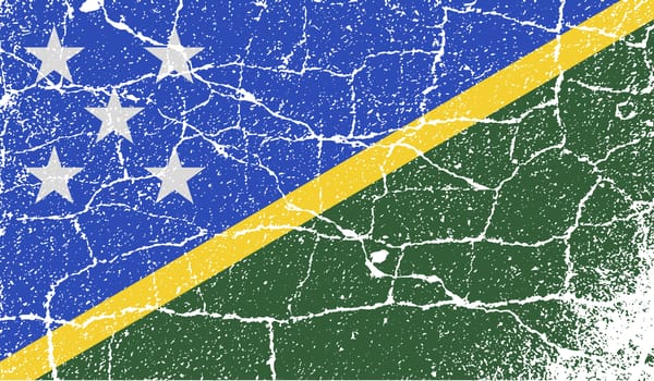 Flag of Solomon Islands with old texture.  illustration