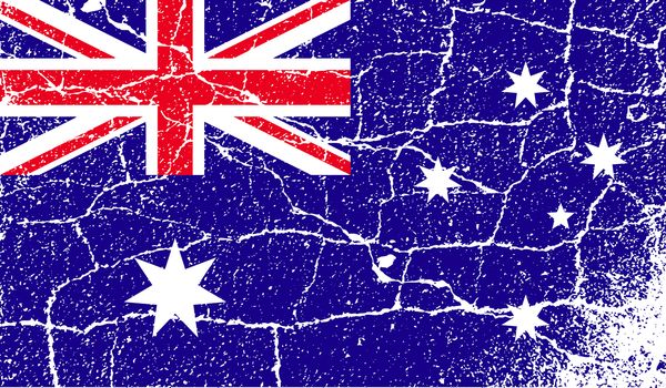 Flag of Australia with old texture.  illustration