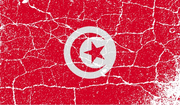 Flag of Tunisia with old texture.  illustration