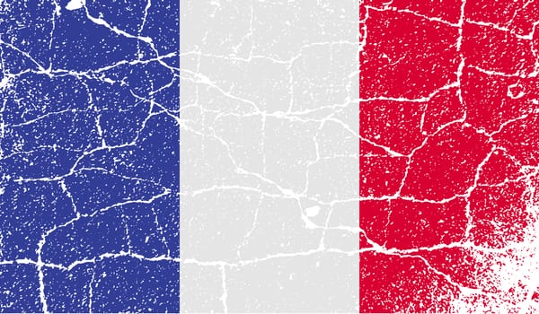 Flag of France with old texture.  illustration