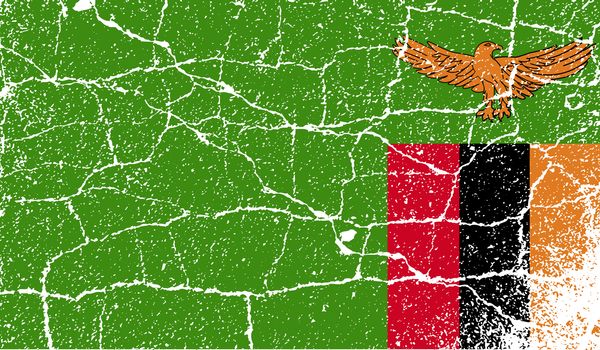 Flag of Zambia with old texture.  illustration