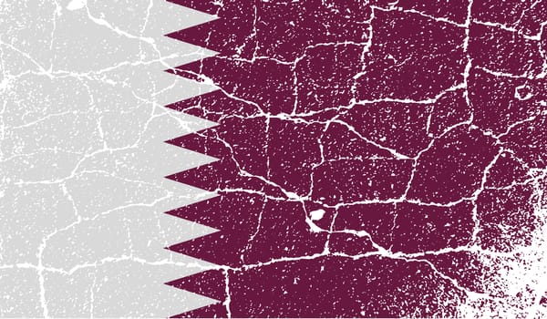 Flag of Qatar with old texture.  illustration