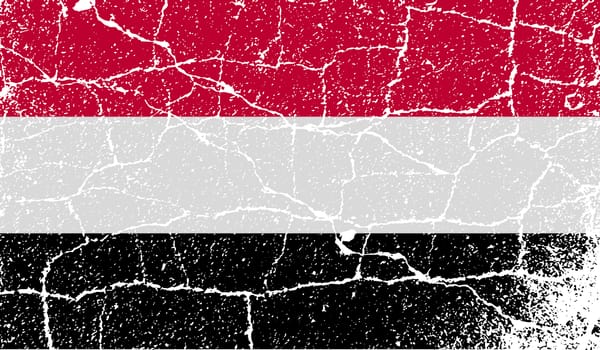 Flag of Yemen with old texture.  illustration