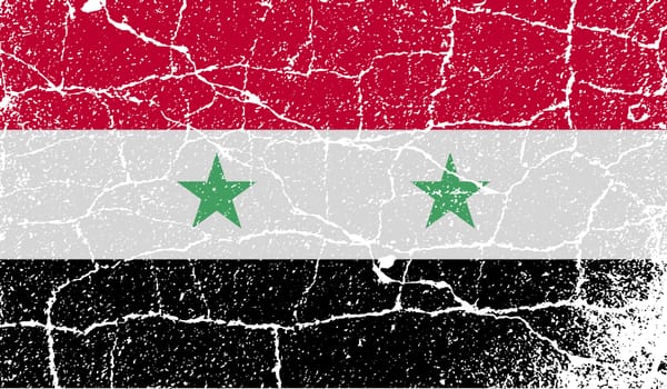 Flag of Syria with old texture.  illustration