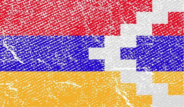 Flag of Karabakh Republic with old texture.  illustration