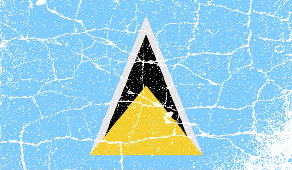 Flag of Saint Lucia with old texture.  illustration