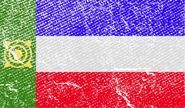 Flag of Khakassia with old texture.  illustration
