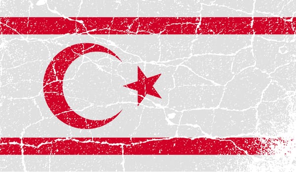 Flag of Turkish and Northern Cyprus with old texture.  illustration