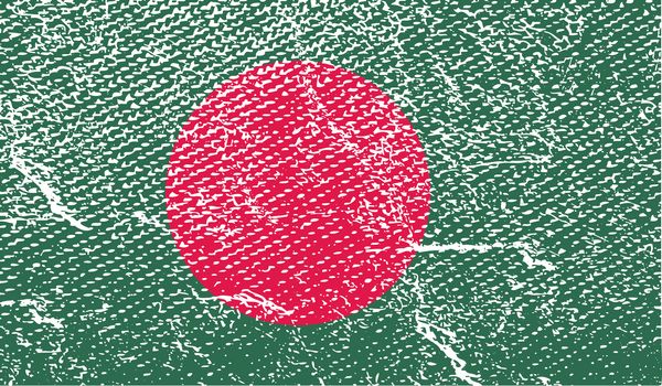 Flag of Bangladesh with old texture.  illustration