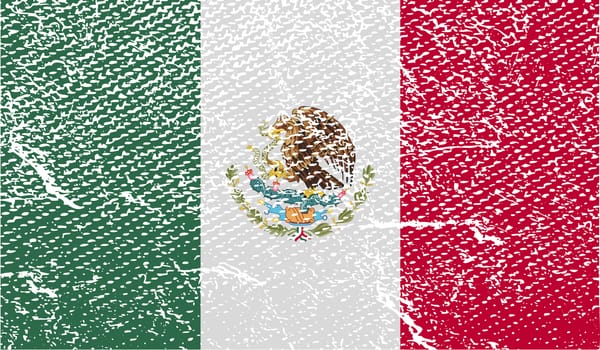 Flag of Mexico with old texture.  illustration
