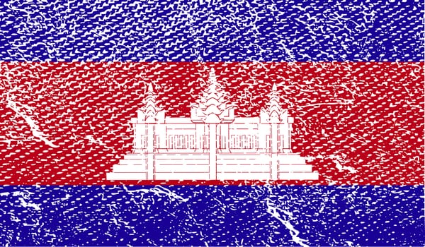 Flag of Cambodia with old texture.  illustration