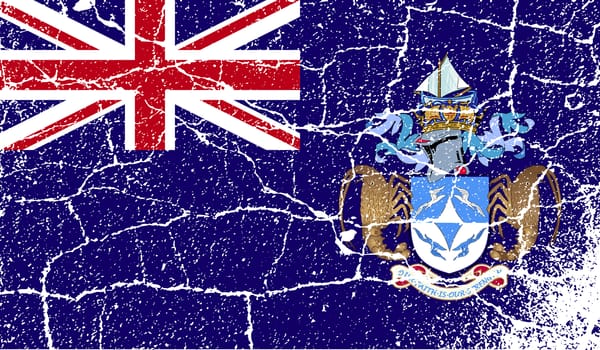 Flag of Tristan da Cunha with old texture.  illustration