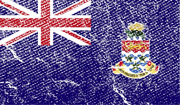 Flag of Cayman Islands with old texture.  illustration