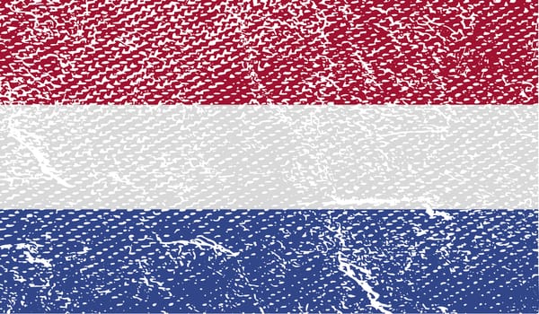 Flag of Netherlands with old texture.  illustration