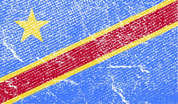 Flag of Congo Democratic Republic with old texture.  illustration