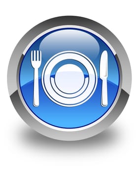 Food plate icon glossy blue round button