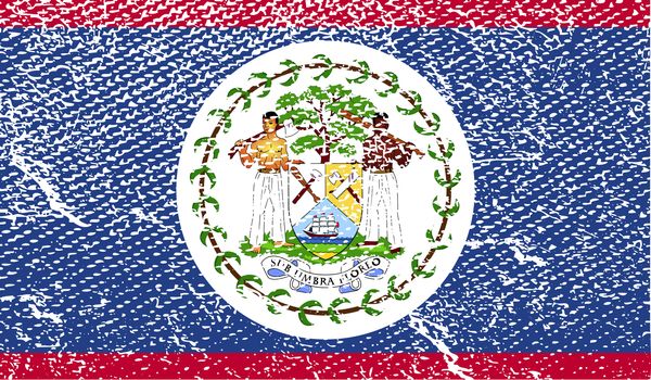 Flag of Belize with old texture.  illustration