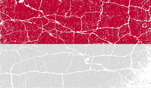 Flag of Indonesia with old texture.  illustration