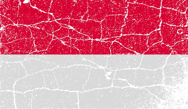 Flag of Monaco with old texture.  illustration