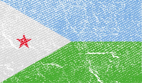 Flag of Djibouti with old texture.  illustration