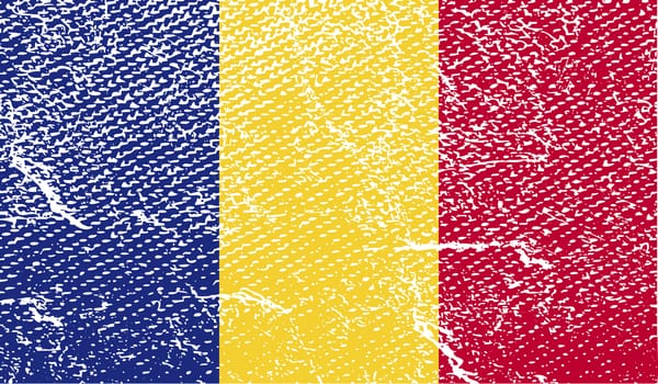 Flag of Romania with old texture.  illustration