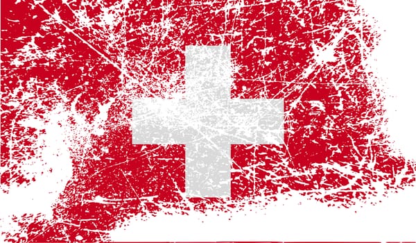 Flag of Switzerland with old texture.  illustration